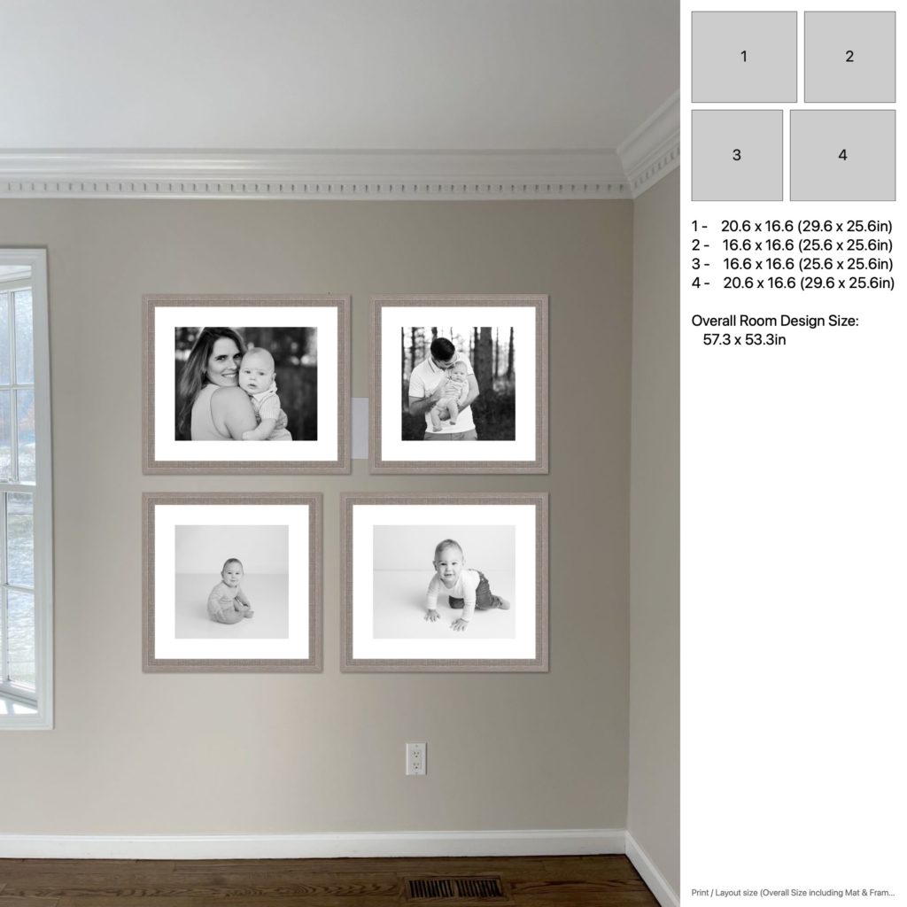 small wall gallery wall idea with frame sizes